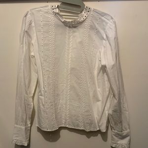 Loft white long sleeve eyelet top, new with tags, mock neck